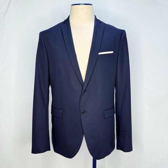 Zara Man Blazer Mens  Size 44 Navy Blue Suit Jacket Two Button - Picture 1 of 16